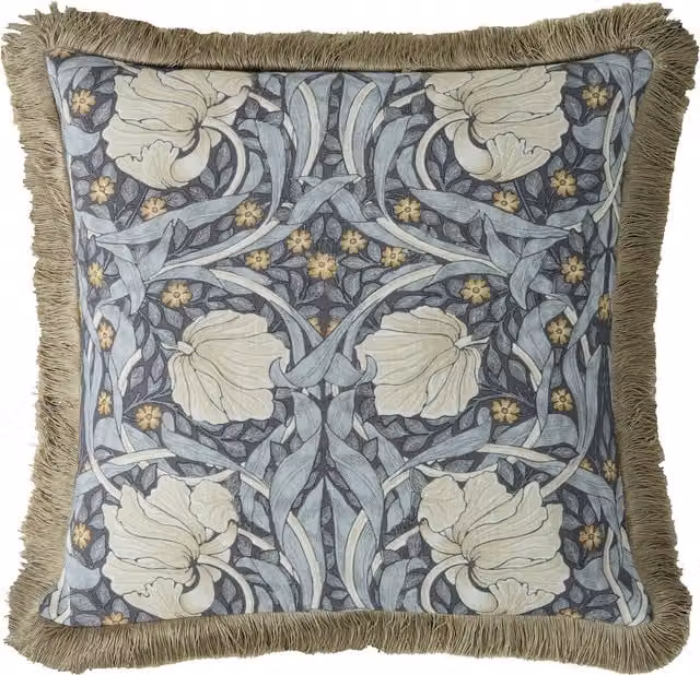 William Morris At Home Pimpernel Floral Filled Cushion, Blue and Yellow, W x H: 50 x 50 cm