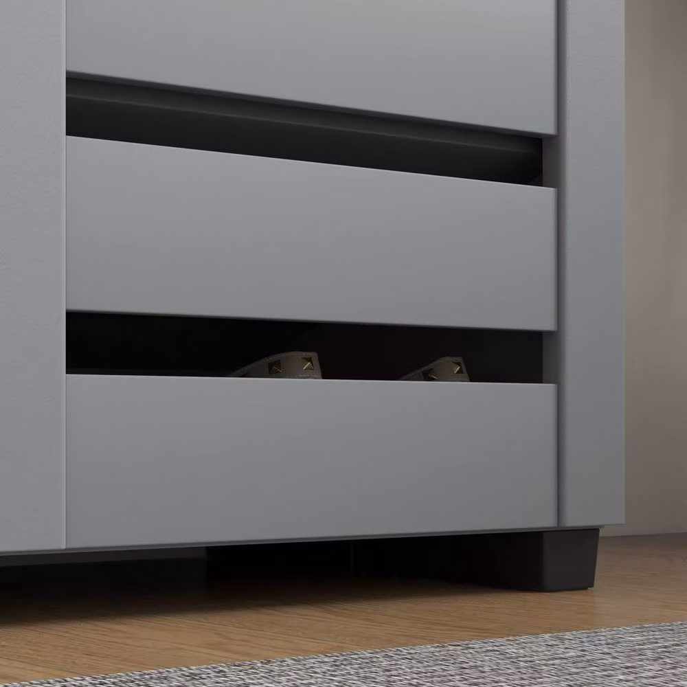 Wyld Haus Zifa Slim Shoe Cabinet in Dark Grey with 5 Tiers and Hinged Doors, W/D/H: 33 x 33 x 98 cm – 6