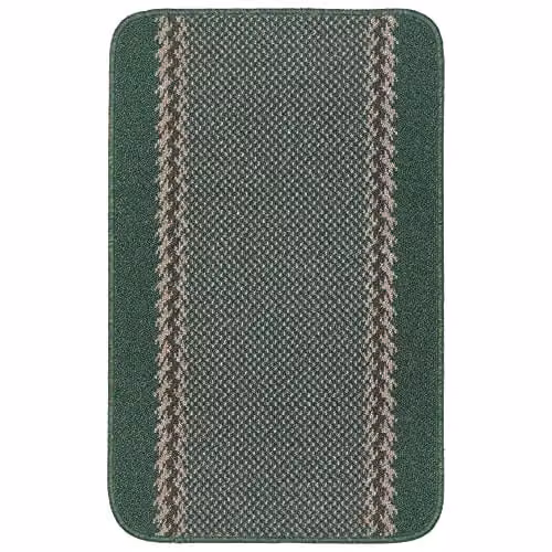 THE RUGS Green Bordered Design Machine Washable Non-Slip Polypropylene Floor Mat, W/D: 80 x 50 cm – 1