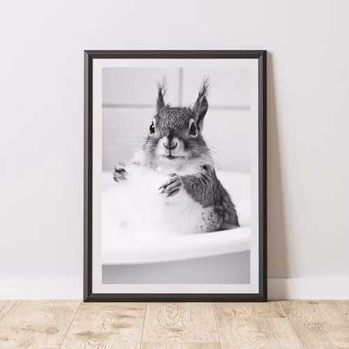 60 Second Makeover Squirrel In The Bath Animal Print Paper Poster, W/H: 21.0 x 29.7 cm