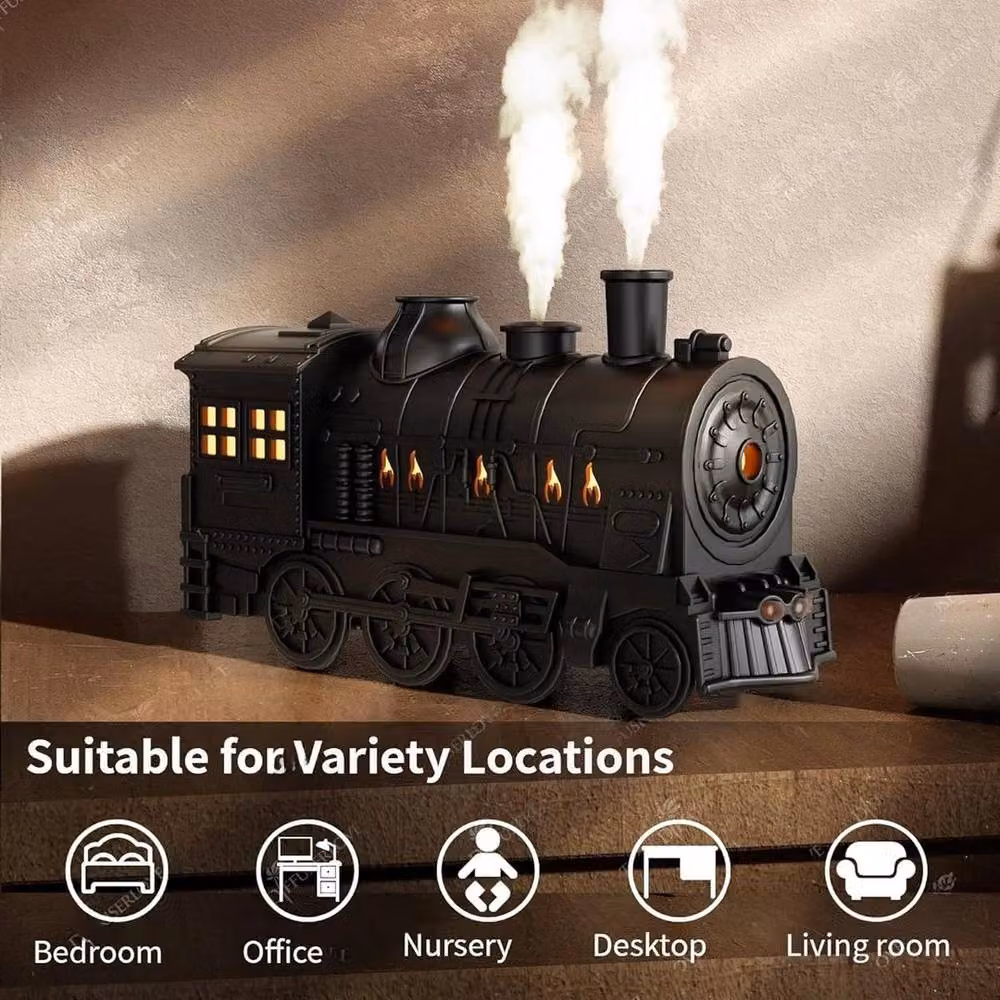 NESTLUNE Retro Train Essential Oil Diffuser and Quiet Humidifier, Black, 300ml – 2