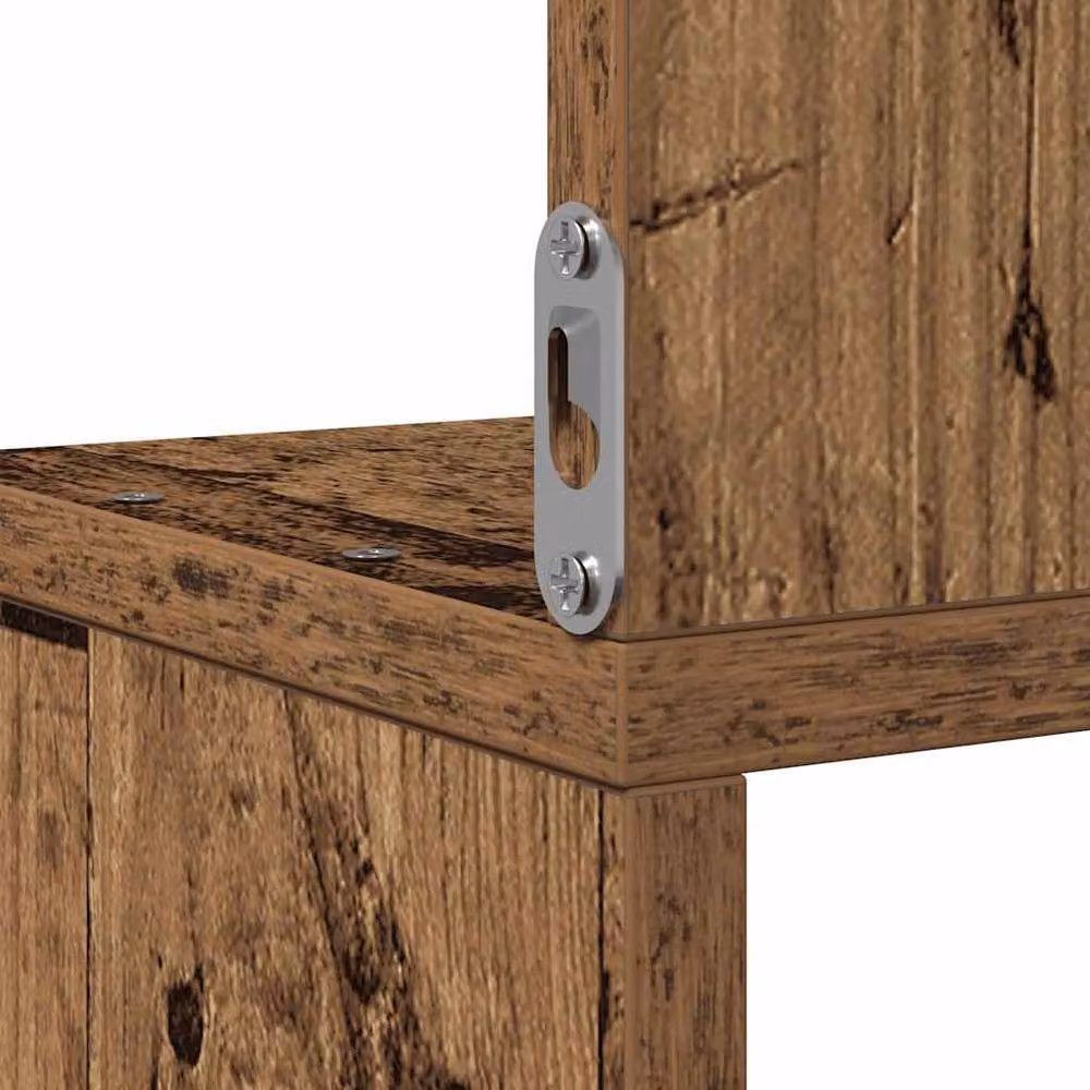 Berkfield Home Wall Mounted Corner Shelf in Rustic Old Wood Brown, W/D/H: 20 x 20 x 127.5 cm – 2