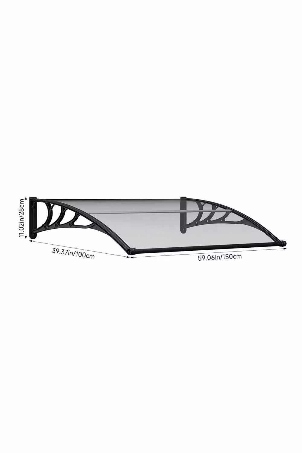 Garden Sanctuary Grey Outdoor Door Canopy and Window Awning with Drainage Channel, Aluminium and Polycarbonate, W: 150 cm, H: 28 cm, D: 28 cm – 4