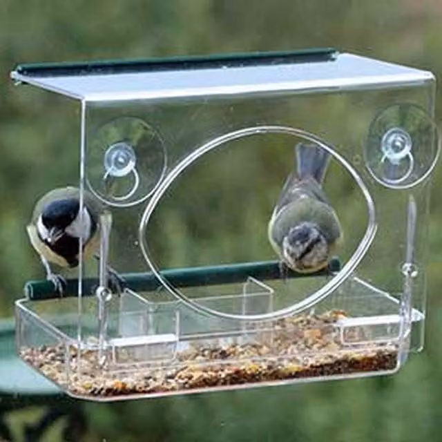 Garden Mile Clear Perspex Window Bird Feeder in Transparent Plastic