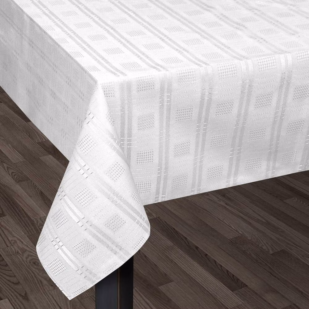 Kitchen Trends Hampton White Jacquard Polyester Tablecloth – 2