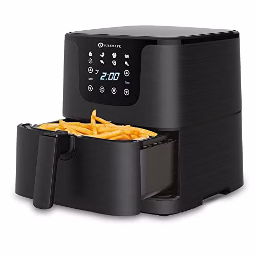 PureMate 5.5L Digital Air Fryer in Black with LED Display, Timer and Dishwasher Safe Parts – 9