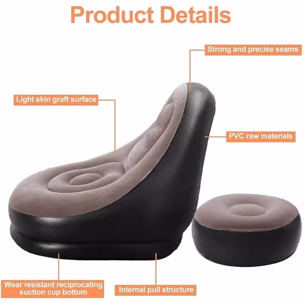 VOGREX Multicolour Inflatable Sofa Chair with Footrest and Hand and Foot Pump – 4