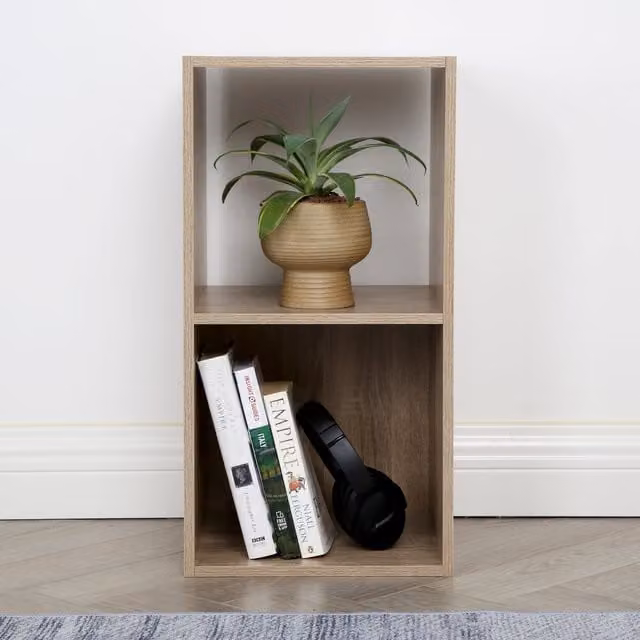 Home Garden Direct Jane 2x1 Cube Storage Box Bookshelf in Oak
