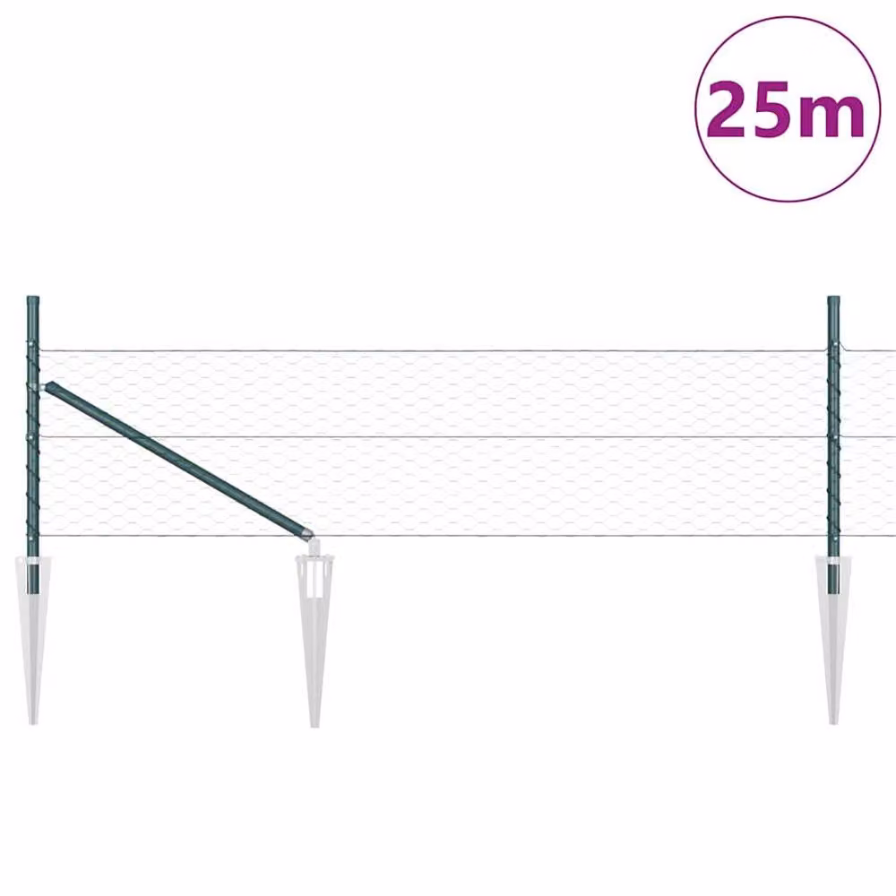 Berkfield Home Set of 2 Forest Green Galvanised Steel Fencing, 25 x 0.5 m – 2