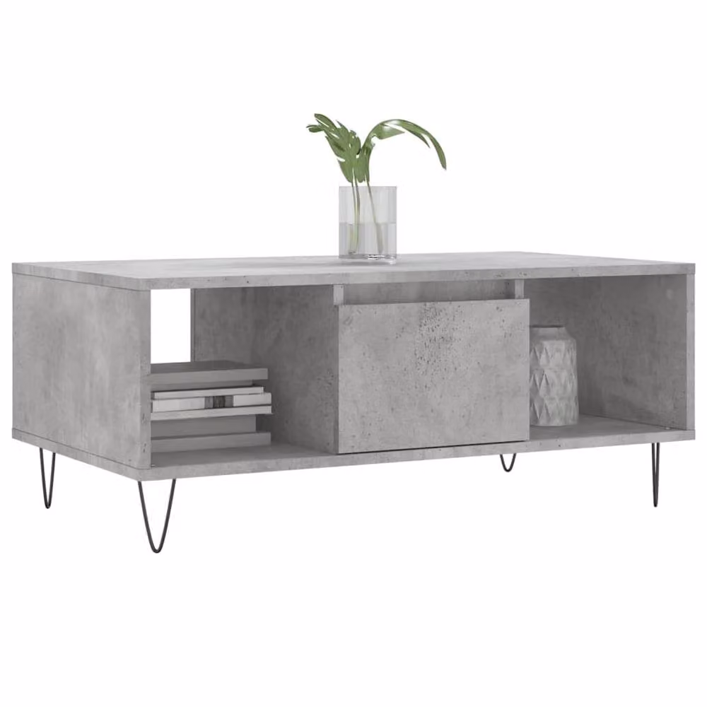 Berkfield Home Modern Rectangular Coffee Table in Grey Composite Wood, W: 90 cm, D: 50 cm, H: 36.5 cm – 3