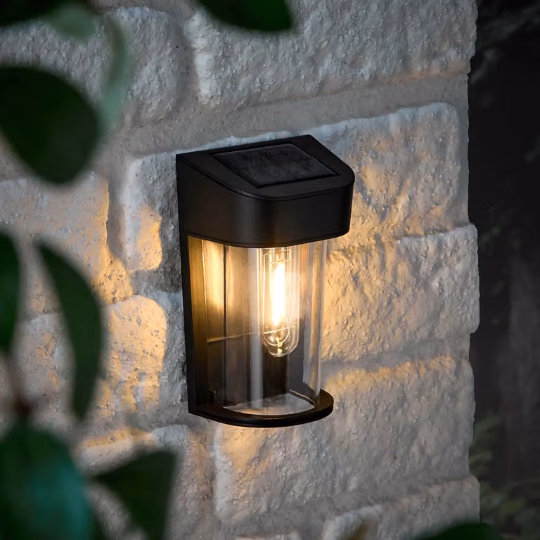 Audley Mini Solar LED Wall Light in Black