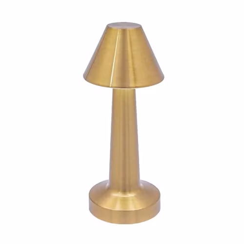 Global Gizmos 66379 LED Table Lamp, USB Rechargeable Dimmable Bedside Night Light in Brass, H 20 cm x W 9 cm – 1