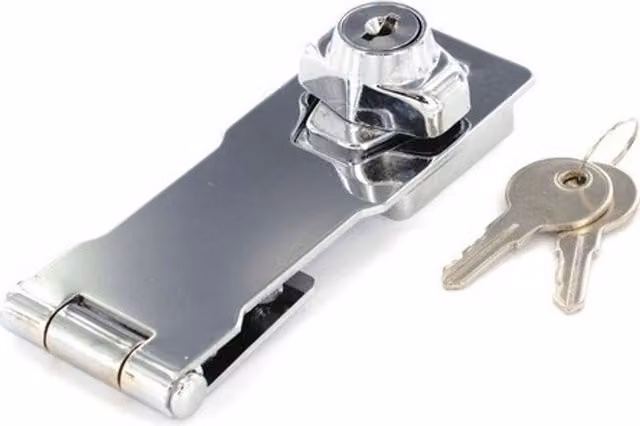 Securit Silver Locking Hasp with Cylinder Action, 75mm