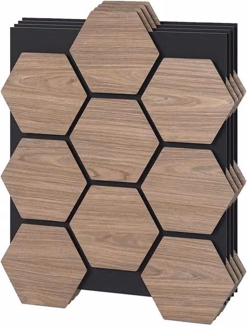 NESTLUNE 4 Pack Brown Wood Look MDF Acoustic Wall Panels for Interior Decoration