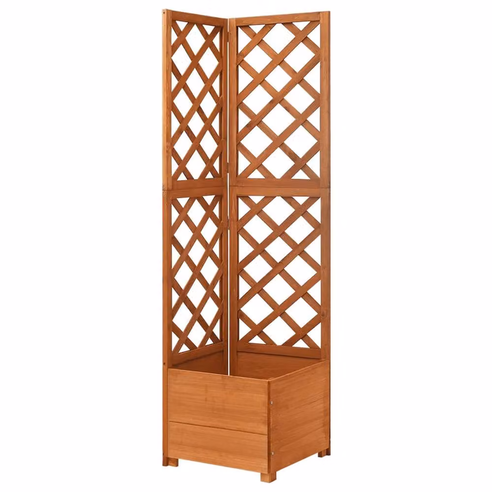 Berkfield Home Corner Trellis Planter in Brown Solid Wood, W/D/H: 40 x 40 x 150 cm – 2