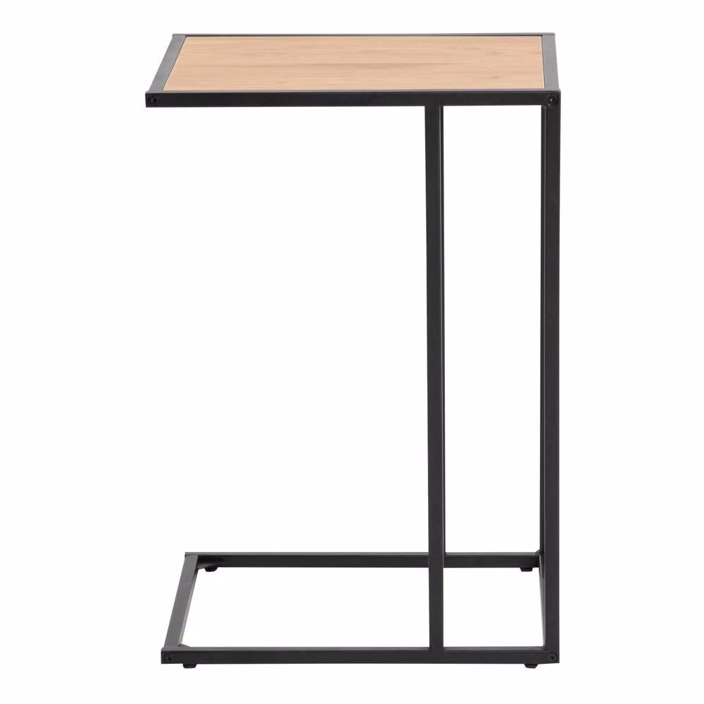 Wyld Haus El Paso Side Table with Wild Oak Veneer Top and Matt Black Steel Sled Base in Natural, W/D/H: 35 x 35 x 63 cm – 2