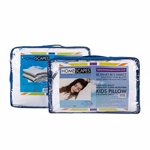 Homescapes Kids White Super Microfibre Duvet and Pillow Set, 10.5 Tog, Duvet W: 120 cm, L: 150 cm and Pillow W: 40 cm, L: 60 cm – 3
