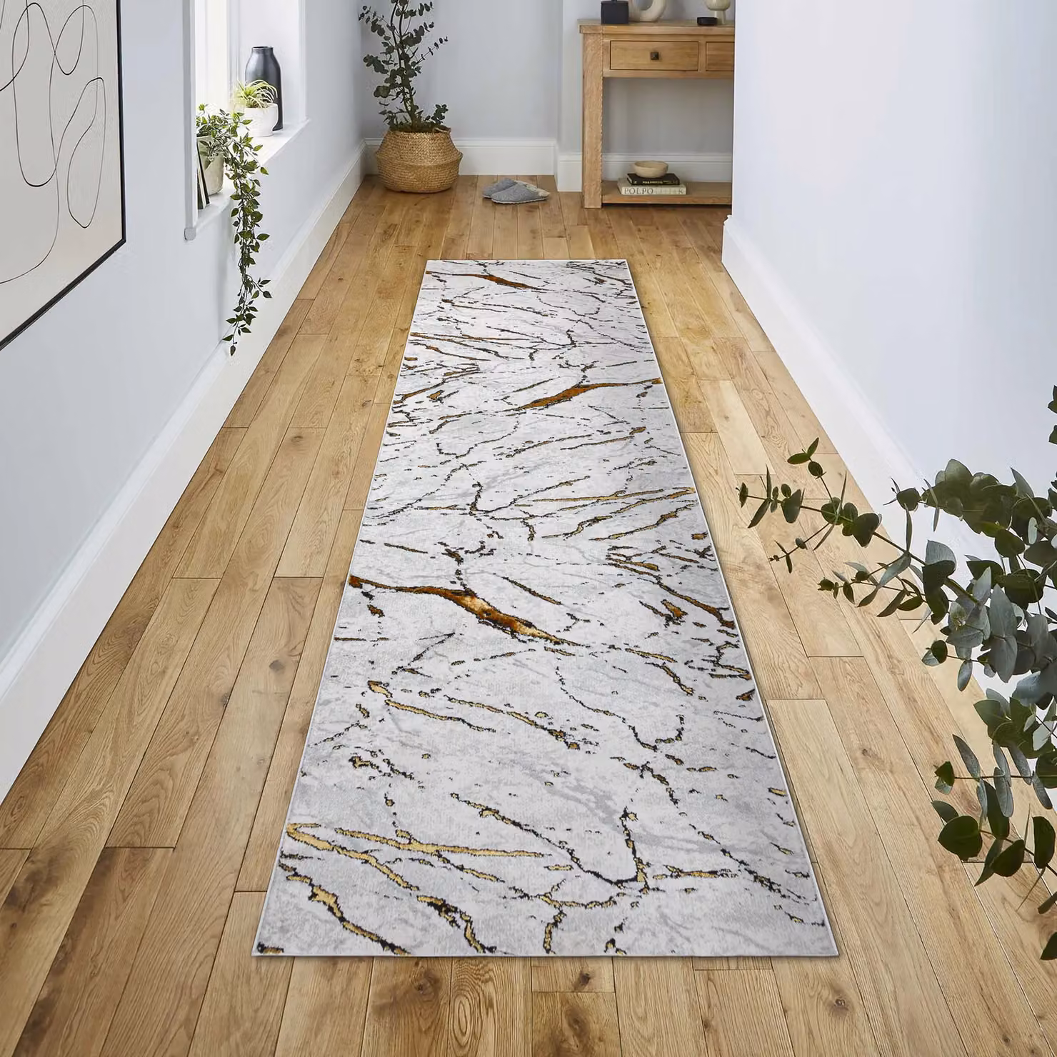 RugsX Allure Geometric Modern Runner in White, W/D: 70 x 200 cm – 2