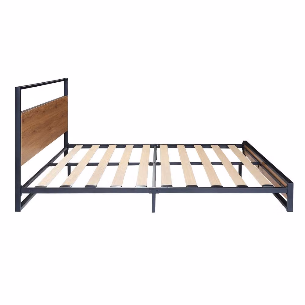 FURNITURE ONE Metal Bed Frame with Headboard and Footboard in Brown, Double Size (W: 140 cm, L: 200 cm, H: 93 cm) – 2