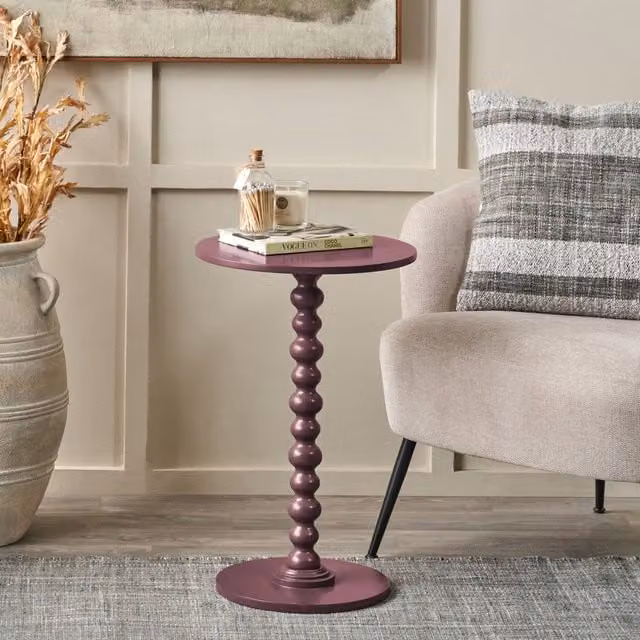 Pacific Lifestyle Margot Wood Bobble Side Table in Terracotta and Purple