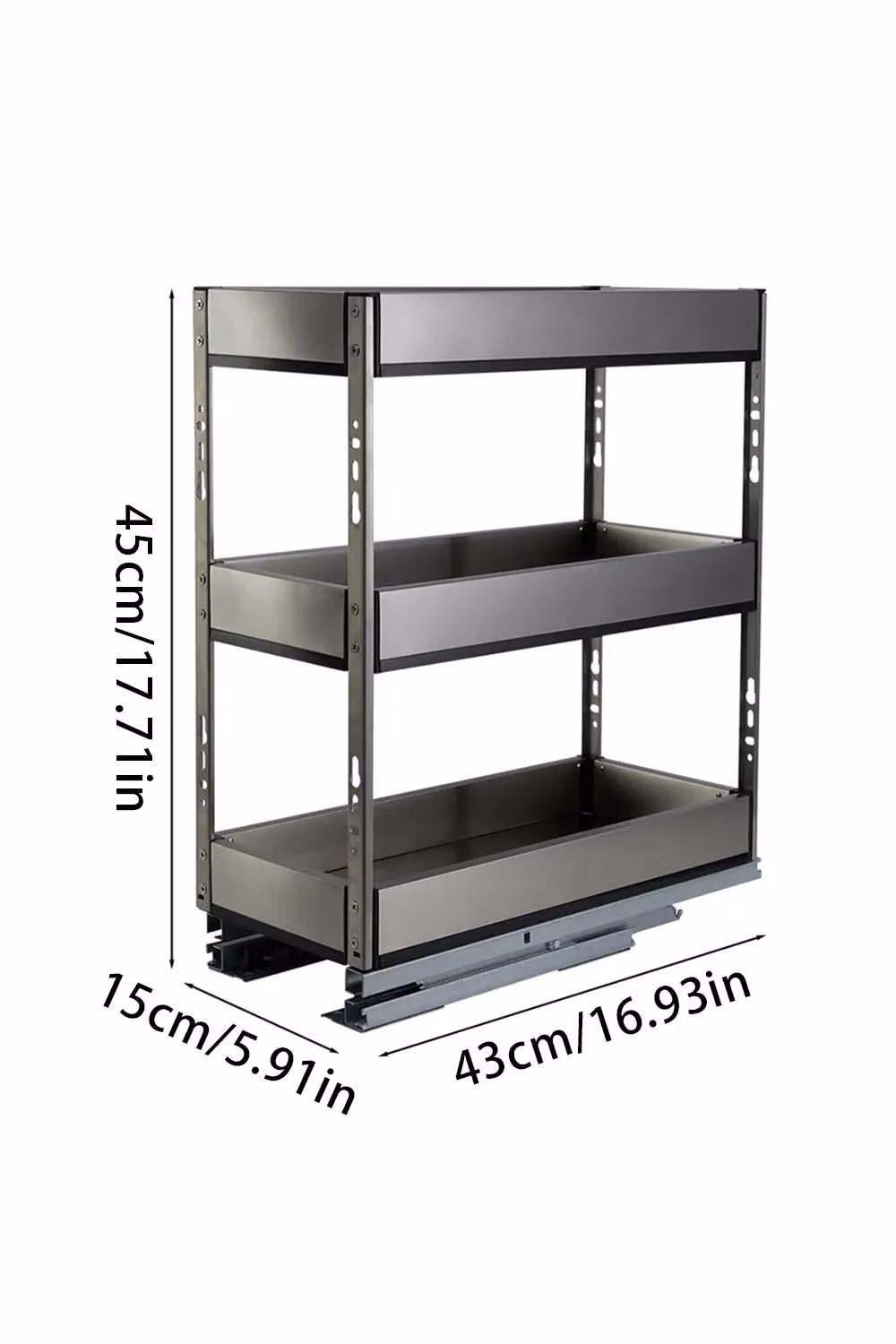 Living and Home 3-Tier Kitchen Cabinet Pull Out Drawer Storage Organiser, Black, Width: 38.5 cm – 4
