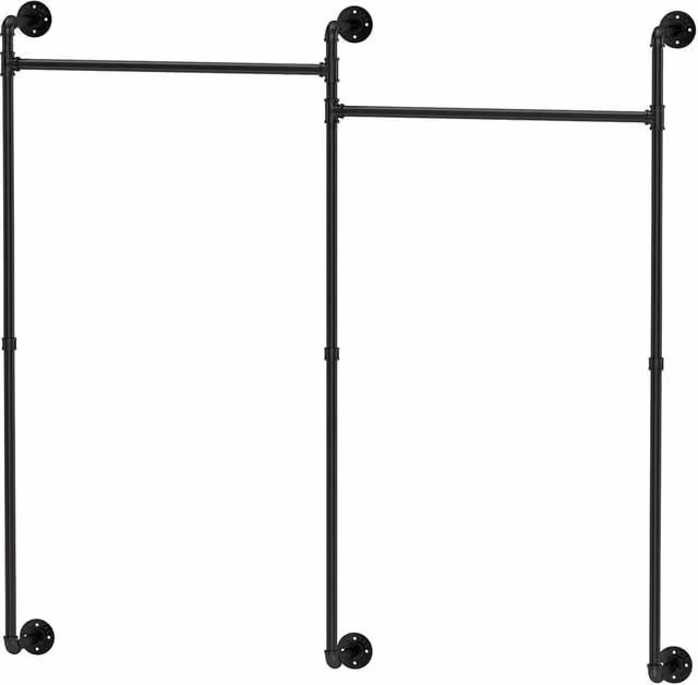 Kelvenix Large Industrial Wall Mounted Clothes Rack in Matt Black