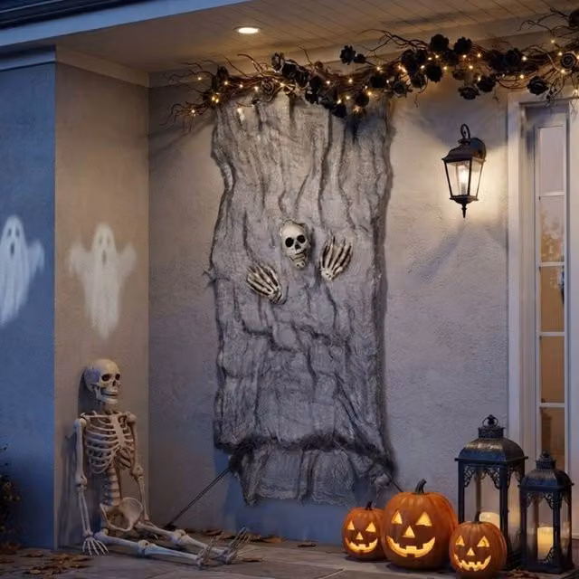 Garden Greatness Halloween Creepy Cloth Skull Decoration in Multicolour