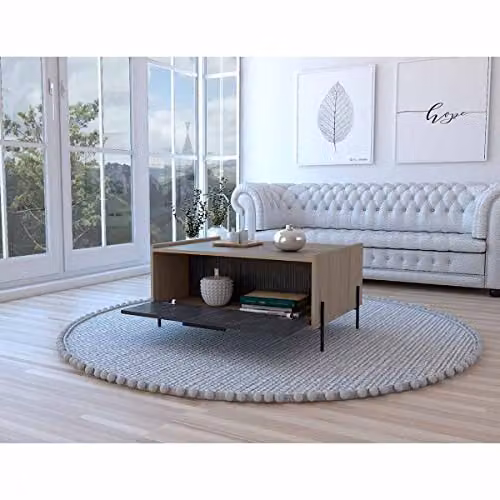 Core Harvard Drop Leaf Storage Coffee Table in Oak and Grey – 1