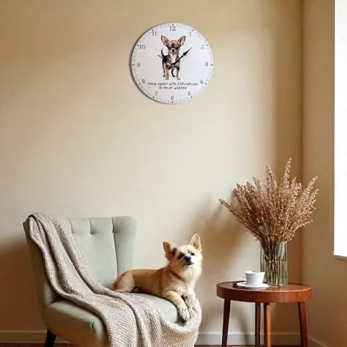 Animal Crackers Love Dogs Chihuahua Wall Clock, Multicolour, Diameter: 30 cm – 2