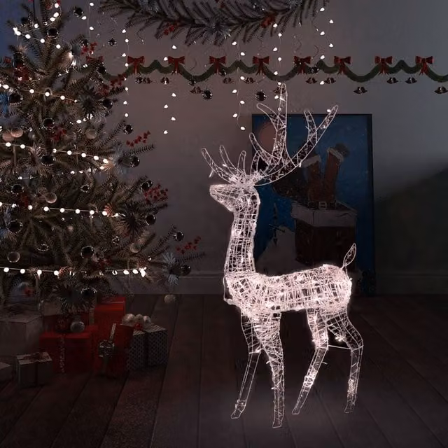 Berkfield Home Acrylic Reindeer Christmas Decoration with 140 Warm White LEDs, 120 cm