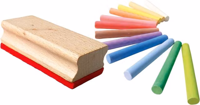 SES Yellow Coloured Chalk with Blackboard Wiper