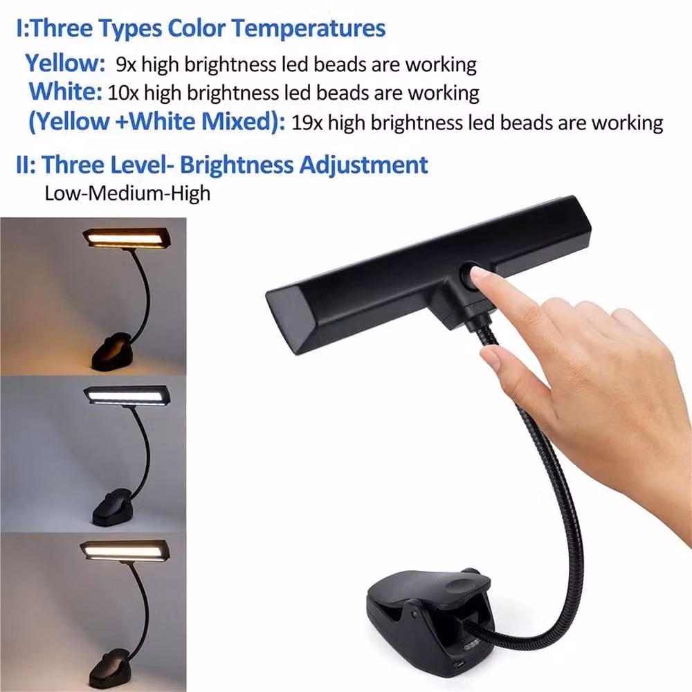 NESTLUNE 19 LED Rechargeable Clip On Reading Light in Black – 2