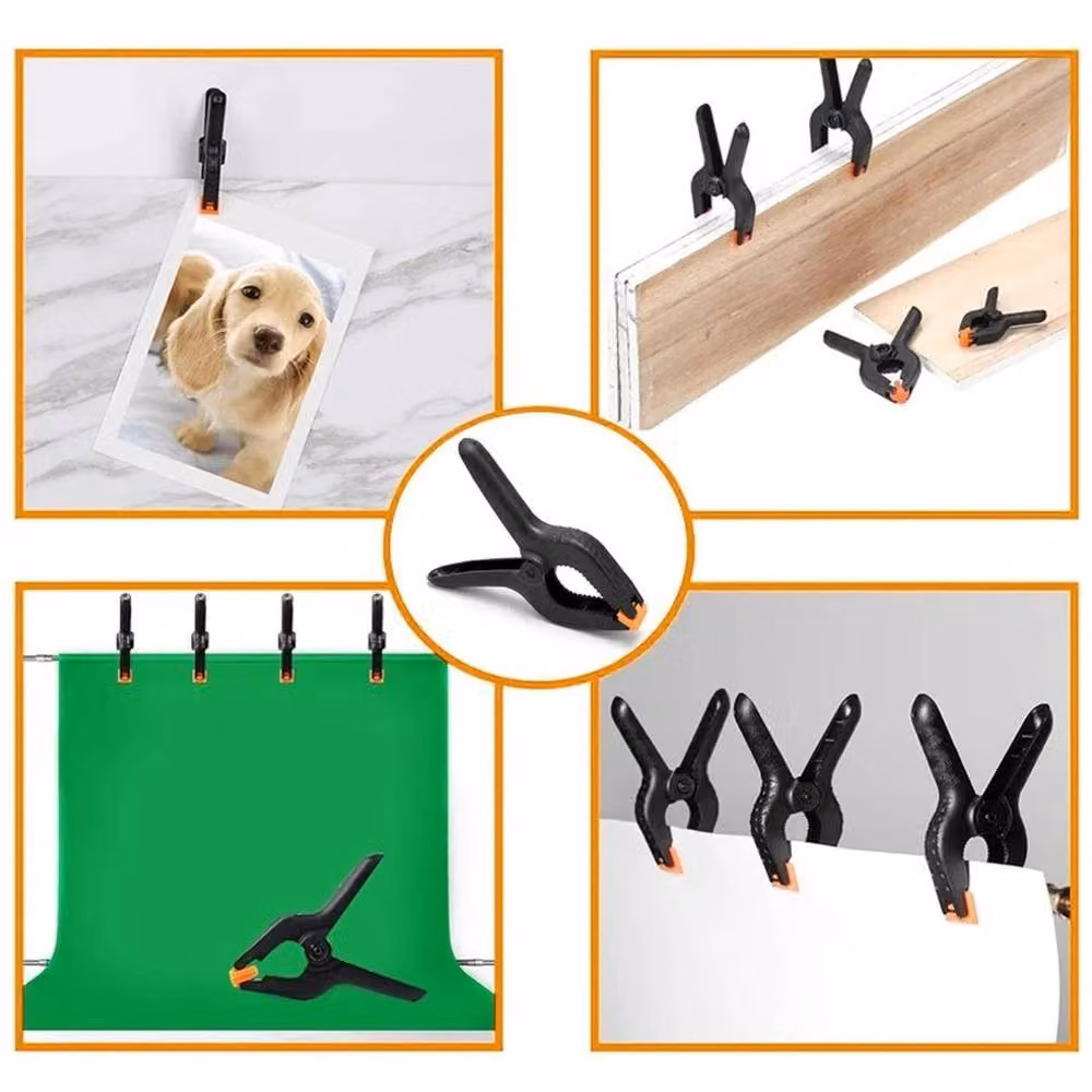 FLAVORA Large Strong Plastic Spring Clamps in Black – 6