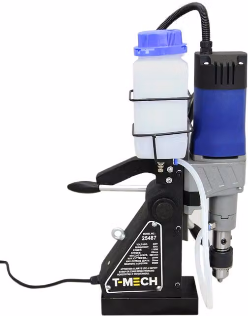 T-Mech Magnetic Drill Press Machine in Black and Blue, 230V Industrial Steel Benchtop Drill with 30mm Diameter Capacity – 1