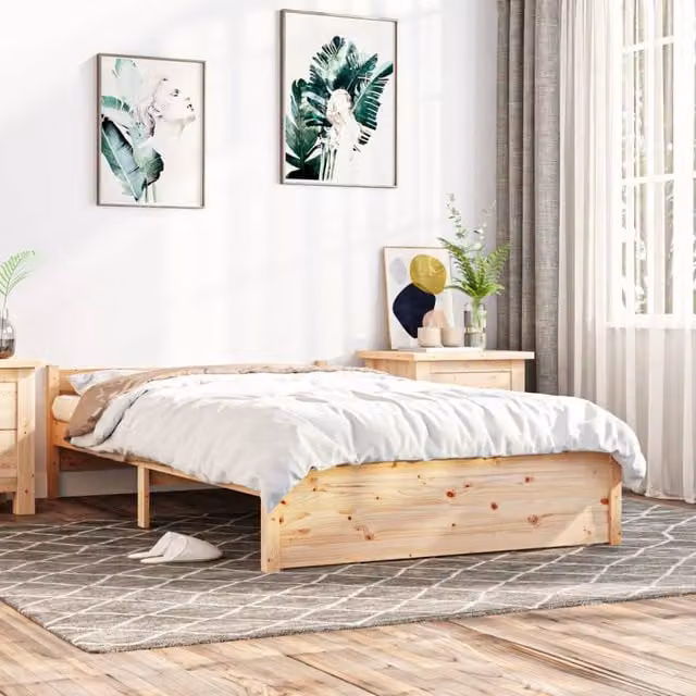 Berkfield Home Solid Wood Pine Bed Frame in Brown, W/D/H: 120 x 200 cm