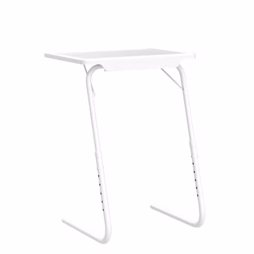 Chums Portable TV Table Valet in White with Height-Adjustable Folding Top – 4