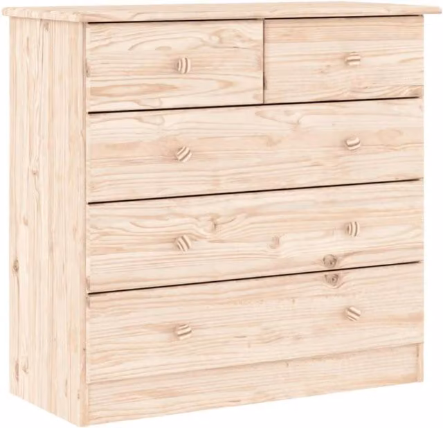 Berkfield Home ALTA Chest of Drawers in Light Tan Solid Pine Wood, W: 77 cm, D: 35 cm, H: 73 cm