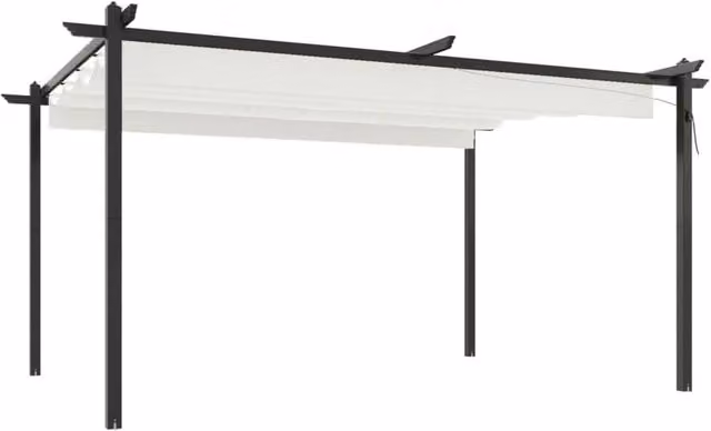 Berkfield Home Garden Gazebo with Retractable Roof in Cream, W: 400 cm, D: 300 cm, H: 220 cm