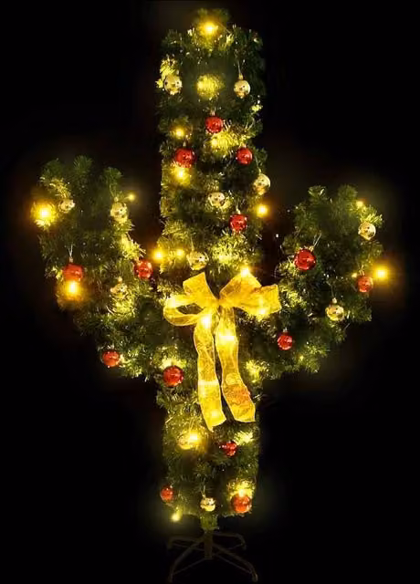 Berkfield Home Beautiful Christmas Cactus with Stand and LED, Green, Height: 180 cm