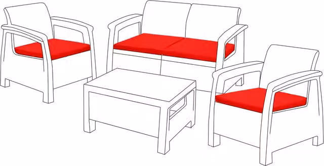 Keter 4 Piece Red Rattan Garden Furniture Replacement Cushion Set with Water Repellent and Washable Polyester Covers