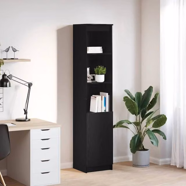 Berkfield Home Black Oak Highboard W/D/H: 37.5 x 35 x 180 cm