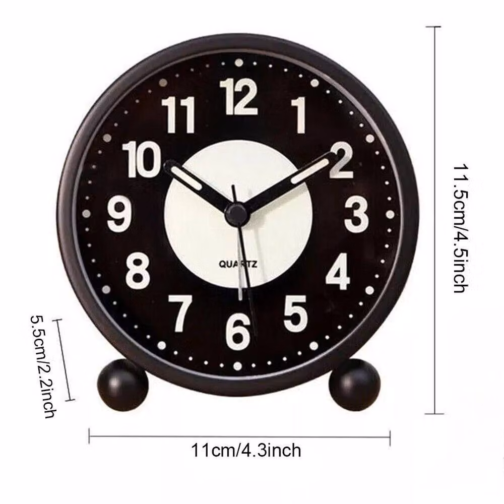 FLAVORA Black Analog Quartz Tabletop Alarm Clock with Silent Snooze Function – 2