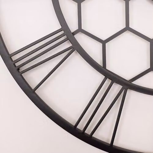 CHARLES BENTLEY Stanwick Round Metal Wall Clock in Black, Silent Quartz Analog Design with Roman Numerals, W/D/H: 90 x 90 x 4.5 cm – 2