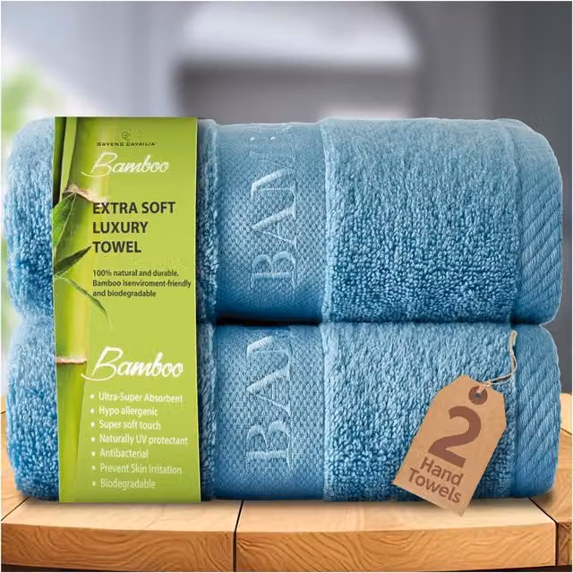 Gaveno Cavailia 2 Pack Blue Bamboo Towels – 1
