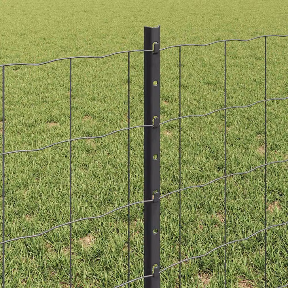 Berkfield Home Durable Euro Steel Fence with 22 U Posts, Grey, 0.6 x 50 m – 2