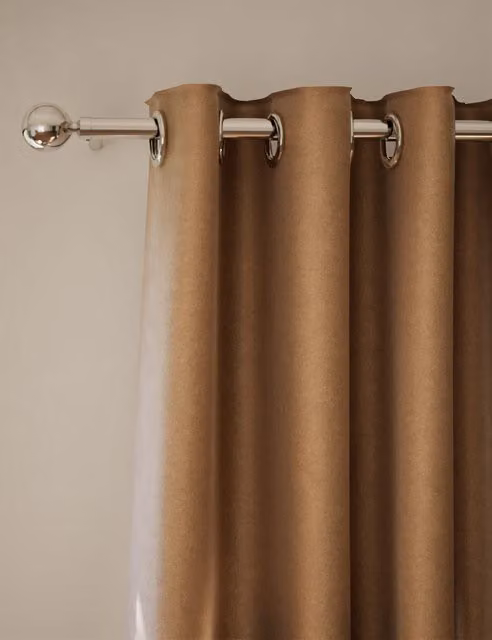 M&S Bronze Velvet Thermal Insulating Eyelet Curtains