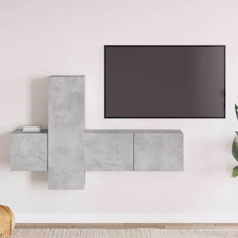 Berkfield Home 3 Piece Modern TV Cabinet Set in Concrete Grey Engineered Wood – 2