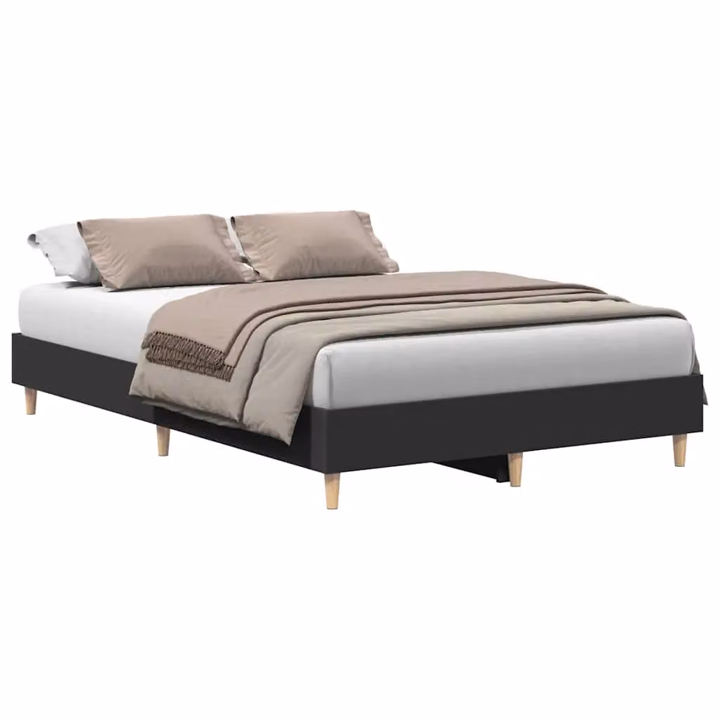 Berkfield Home Small Double Bed Frame in Black, Engineered Wood, W/D/H: 120 x 190 cm – 2