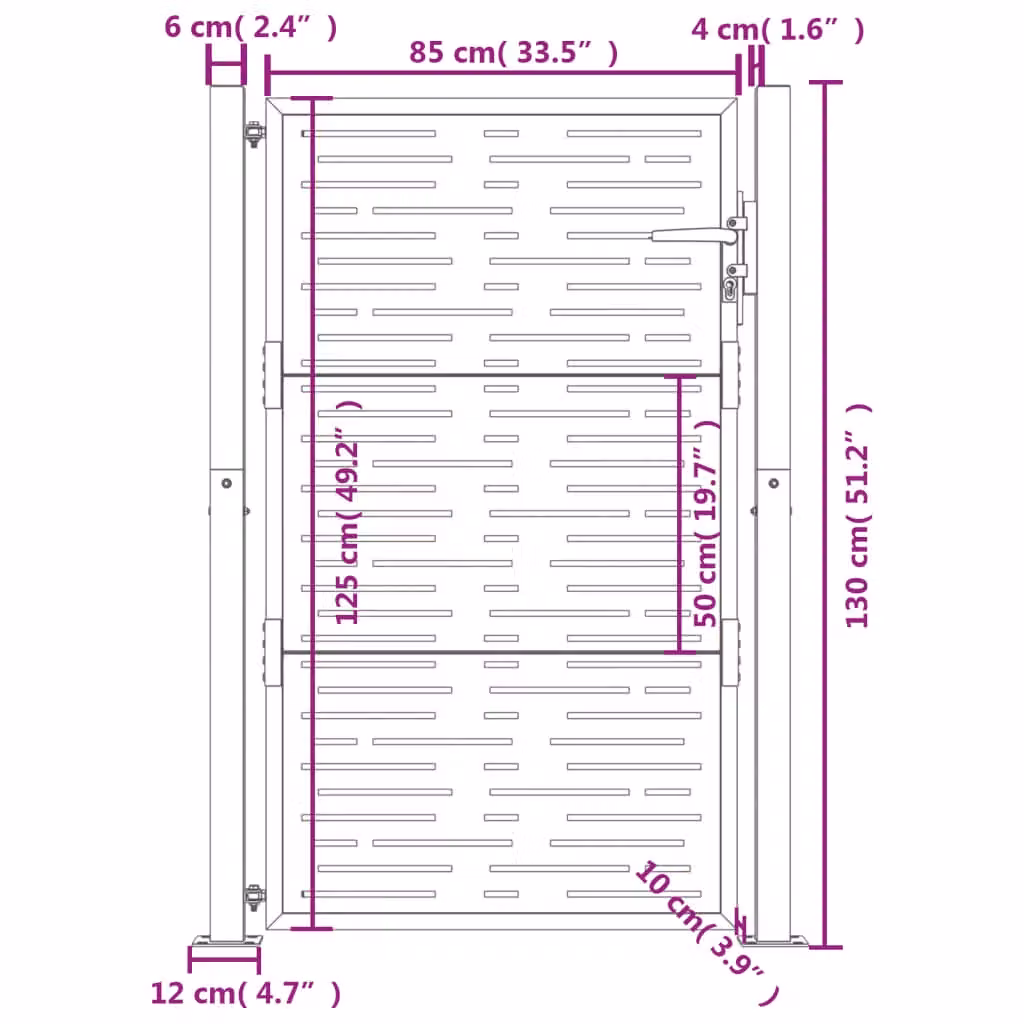 Berkfield Home Anthracite Steel Garden Gate, W: 105 cm, H: 130 cm – 5