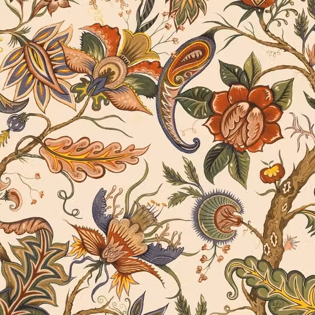 House of Hackney DAMAS Floral Botanical Wallpaper in Beige and Multicolour